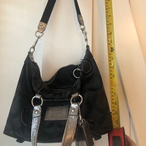 Coach Poppy Black and Silver Shoulder Bag